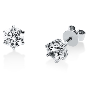 Solitaire Ohrstecker 6er-Krappe 18kt Weißgold GIA1488767191+GIA2486824592 mit 1,50ct Diamanten