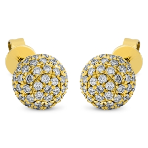 Pavé Ohrstecker  18kt Gelbgold  Kugel mit 0,93ct Diamanten