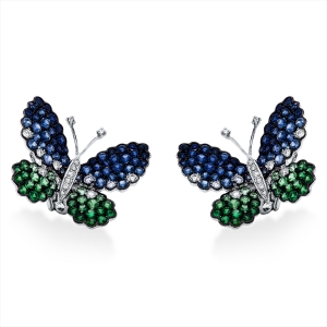 Ohrstecker 18 kt WG Schmetterling, Fassung teils schwarz r