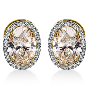 Ohrstecker 4er-Krappe 18kt Gelbgold GIA: 2pcs mit 6,42ct Diamanten