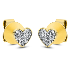 Ohrstecker 18 kt GG Herz, Fassung rhodiniert