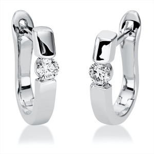 Solitaire Creolen  18kt Weißgold mit 0,19ct Diamanten