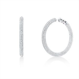 Pavé Creolen  18kt Gelbgold mit Farbstein