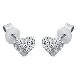 Pavé Ohrstecker  18kt Weißgold  Herz mit 0,23ct Diamanten