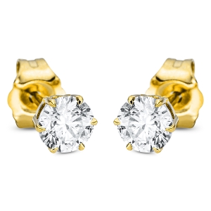 Solitaire Ohrstecker 6er-Krappe 18kt Gelbgold mit 0,60ct Diamanten