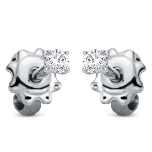 Solitaire Ohrstecker 4er-Krappe 18kt Weißgold mit 0,06ct Diamanten