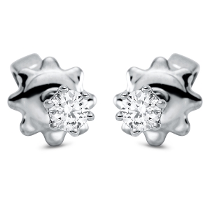 Solitaire Ohrstecker 6er-Krappe 18kt Weißgold mit 0,09ct Diamanten
