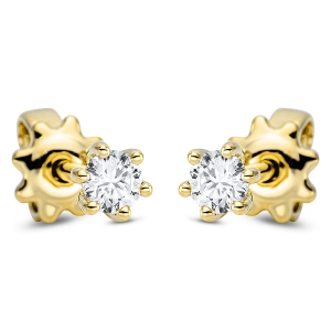 Solitaire Ohrstecker 6er-Krappe 18kt Gelbgold mit 0,19ct Diamanten
