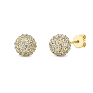 Pavé Ohrstecker  18kt Gelbgold  Kugel mit 0,94ct Diamanten