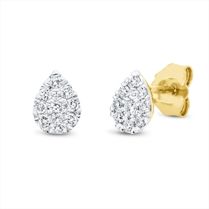 Ohrstecker 18 kt GG Tropfen, Fassung rhodiniert