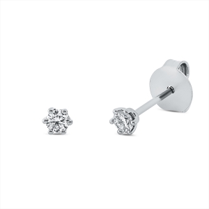 Solitaire Ohrstecker 6er-Krappe 18kt Weißgold mit 0,16ct Diamanten