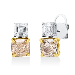 Ohrstecker 4er-Krappe 18 kt GG+WG, GIA 4pcs