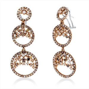 Ohrschmuck 18 kt RG+WG, Fassung teils schwarz rhodinie