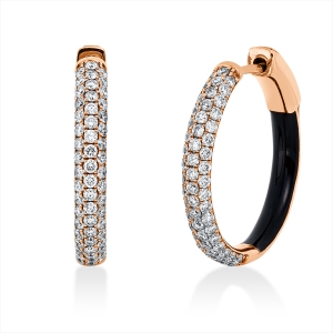 Pavé Creolen  18kt Rotgold mit Farbstein