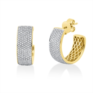 Pavé Ohrstecker  14kt Gelbgold / Weißgold Fassung rhodiniert mit 0,76ct Diamanten