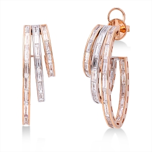 Creolen 18 kt RG, Fassung rhodiniert