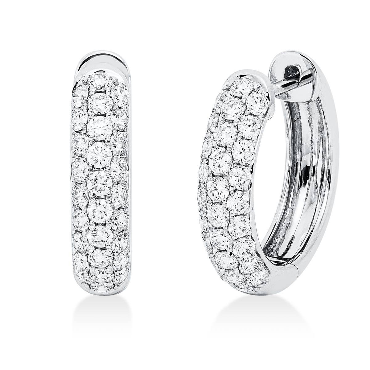 Pavé Creolen  18kt Weißgold mit 0,61ct Diamanten