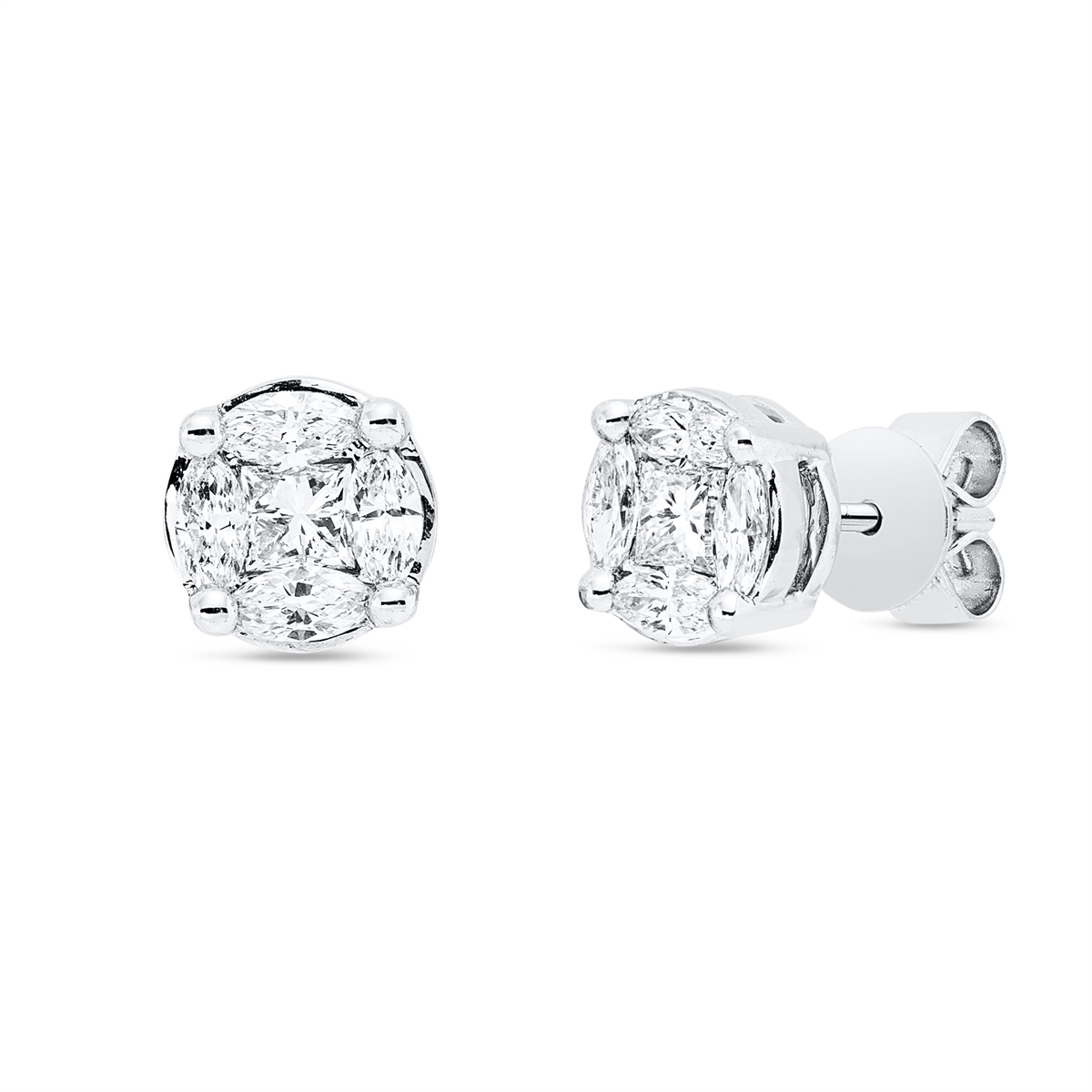 Ohrstecker 4er-Krappe 18 kt WG