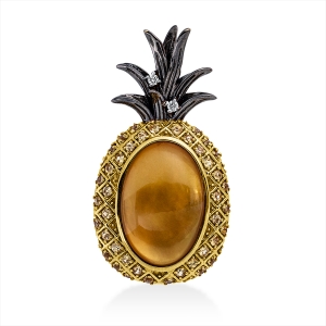 Anhänger 18 kt GG mit Muschel, Fassung teils schwarz rhodi