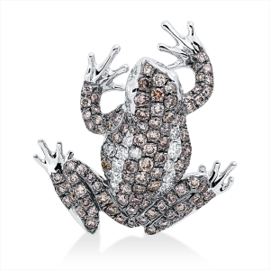 Anhänger 18 kt WG Frosch, Fassung schwarz rhodiniert