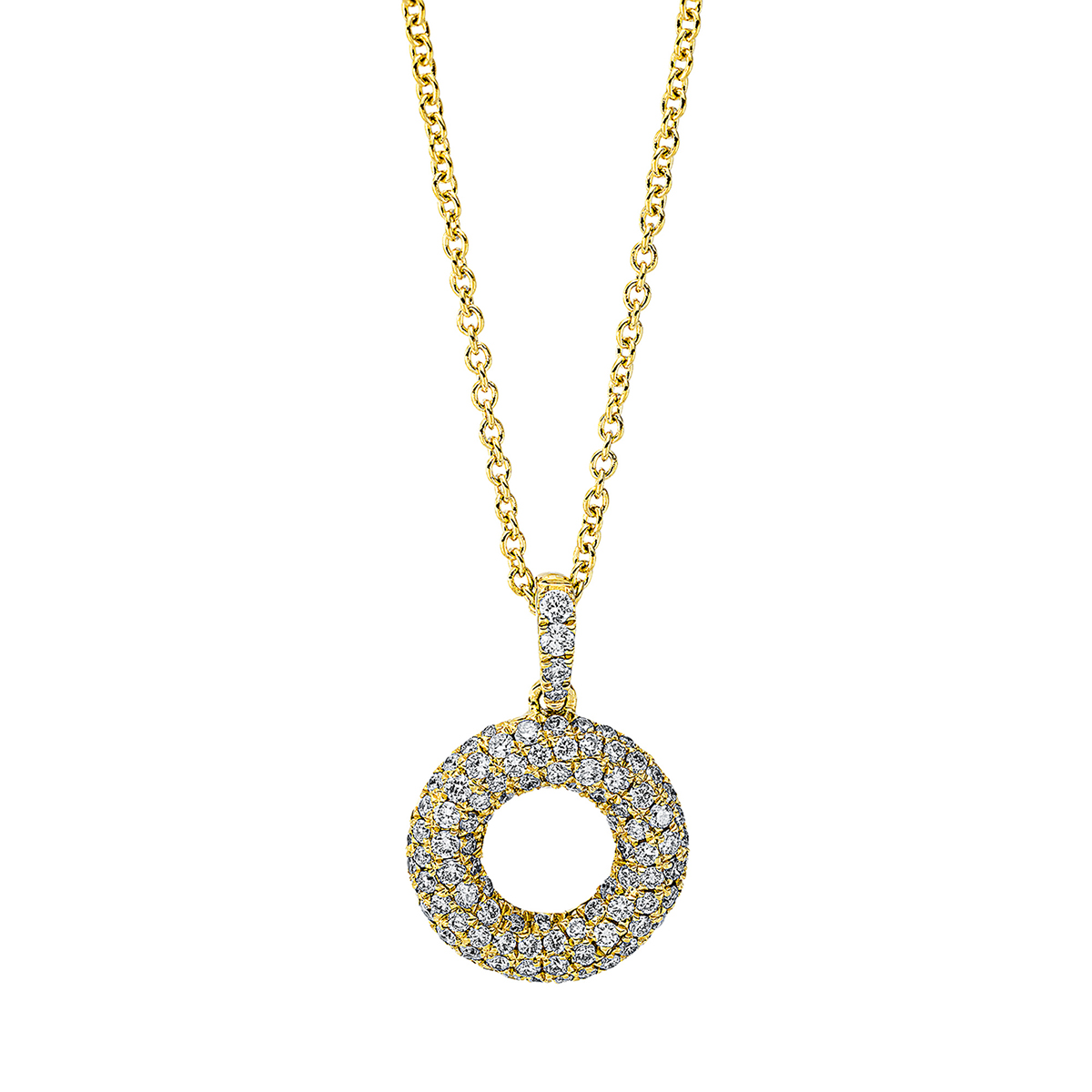 Pavé Collier  18kt Gelbgold mit ZÖ 40 cm + 42.5 cm Kreis mit 0,49ct Diamanten