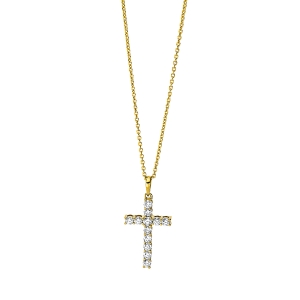 Collier 18 kt GG Kreuz, mit ZÖ 42 cm