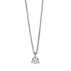 Solitaire Collier 3er-Krappe 18kt Weißgold mit Öse mit 0,19ct Diamanten