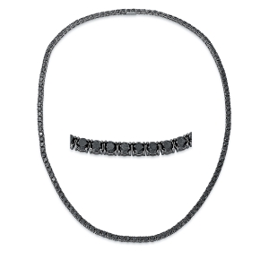 Tenniscollier 4er-Krappe 18kt Weißgold schwarz rhodiniert mit 47,00ct Diamanten