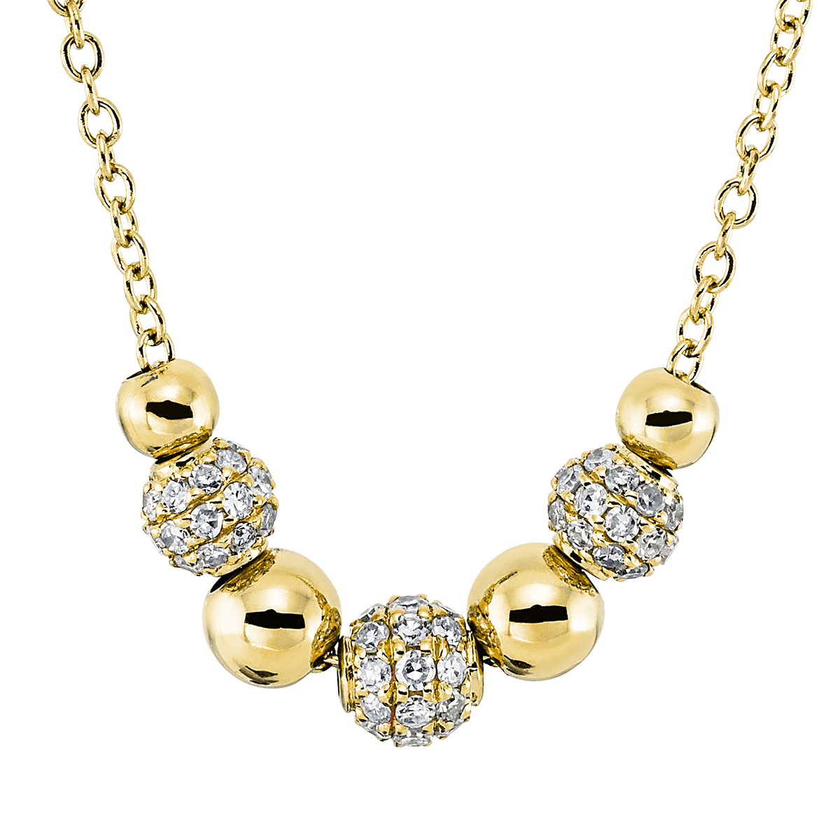 Pavé Collier  18kt Gelbgold mit ZÖ 40 cm mit 0,43ct Diamanten