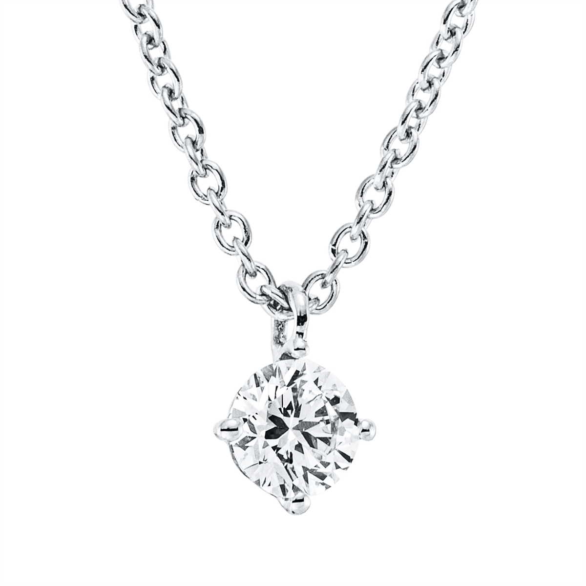 Solitaire Collier  18kt Weißgold mit ZÖ 42 cm mit 0,15ct Diamanten