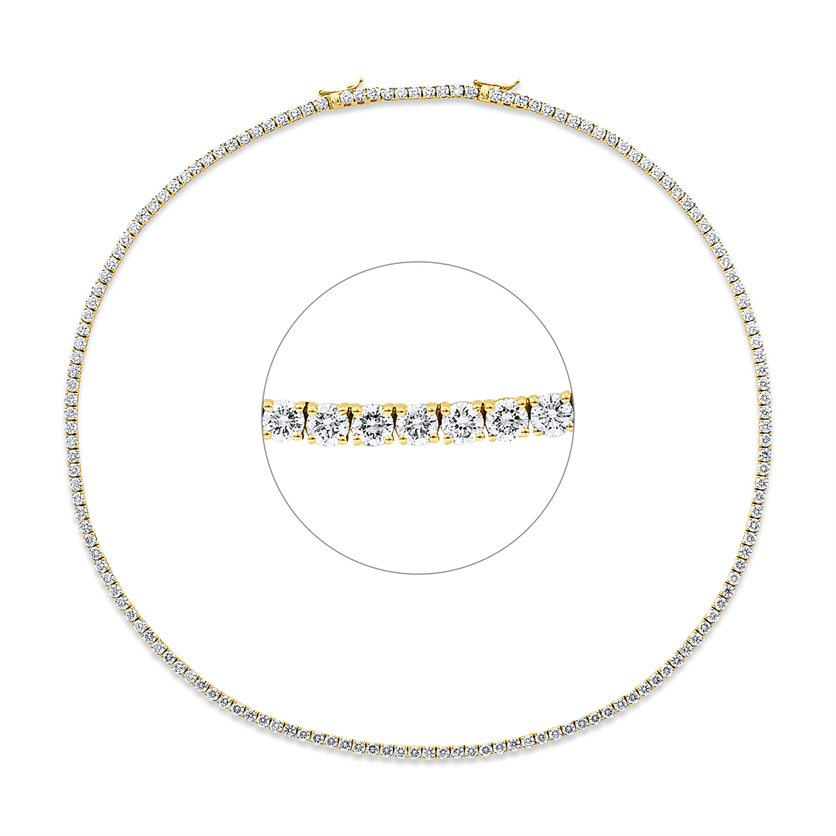 Tenniscollier  18kt Gelbgold extension ZÖ 42 cm mit 12,32ct Diamanten