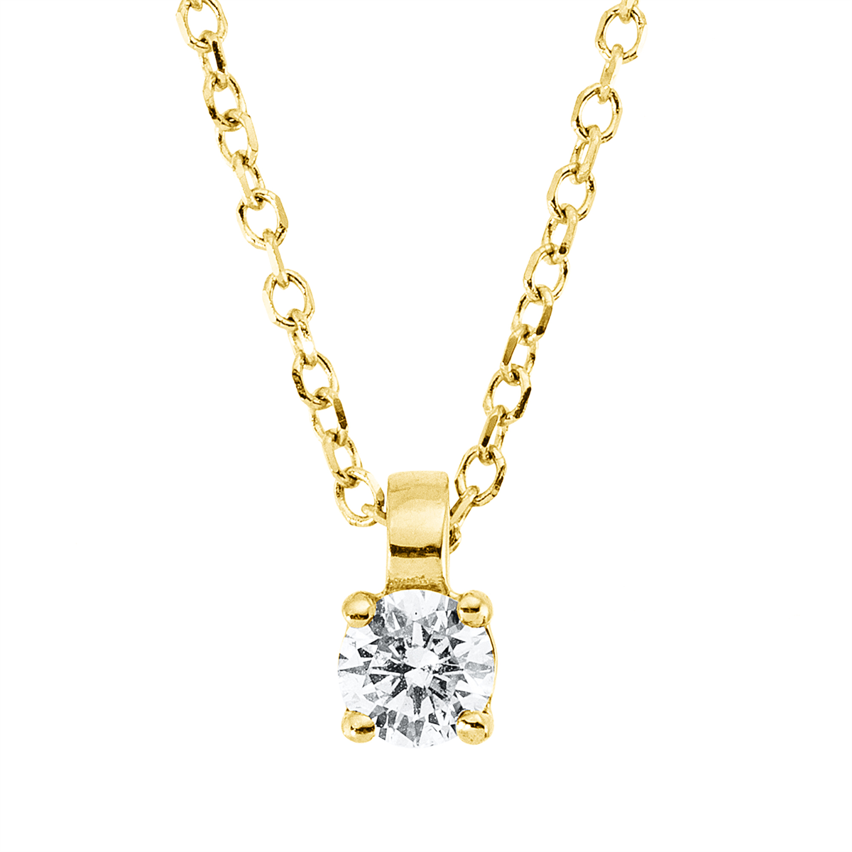 Solitaire Collier 4er-Krappe 18kt Gelbgold mit ZÖ 42 cm mit 0,13ct Diamanten