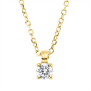 Solitaire Collier 4er-Krappe 18kt Gelbgold mit ZÖ 42 cm mit 0,13ct Diamanten