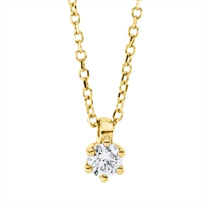 Solitaire Collier 6er-Krappe 18kt Gelbgold mit ZÖ 42 cm mit 0,09ct Diamanten