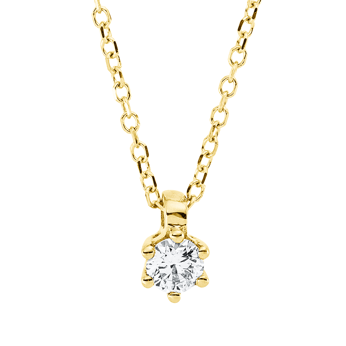 Solitaire Collier 6er-Krappe 18kt Gelbgold mit ZÖ 42 cm mit 0,14ct Diamanten