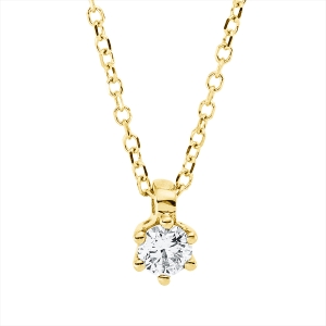 Solitaire Collier 6er-Krappe 18kt Gelbgold mit ZÖ 42 cm mit 0,14ct Diamanten