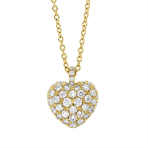 Pavé Collier  18kt Gelbgold mit ZÖ 38,5 cm Herz mit 0,71ct Diamanten