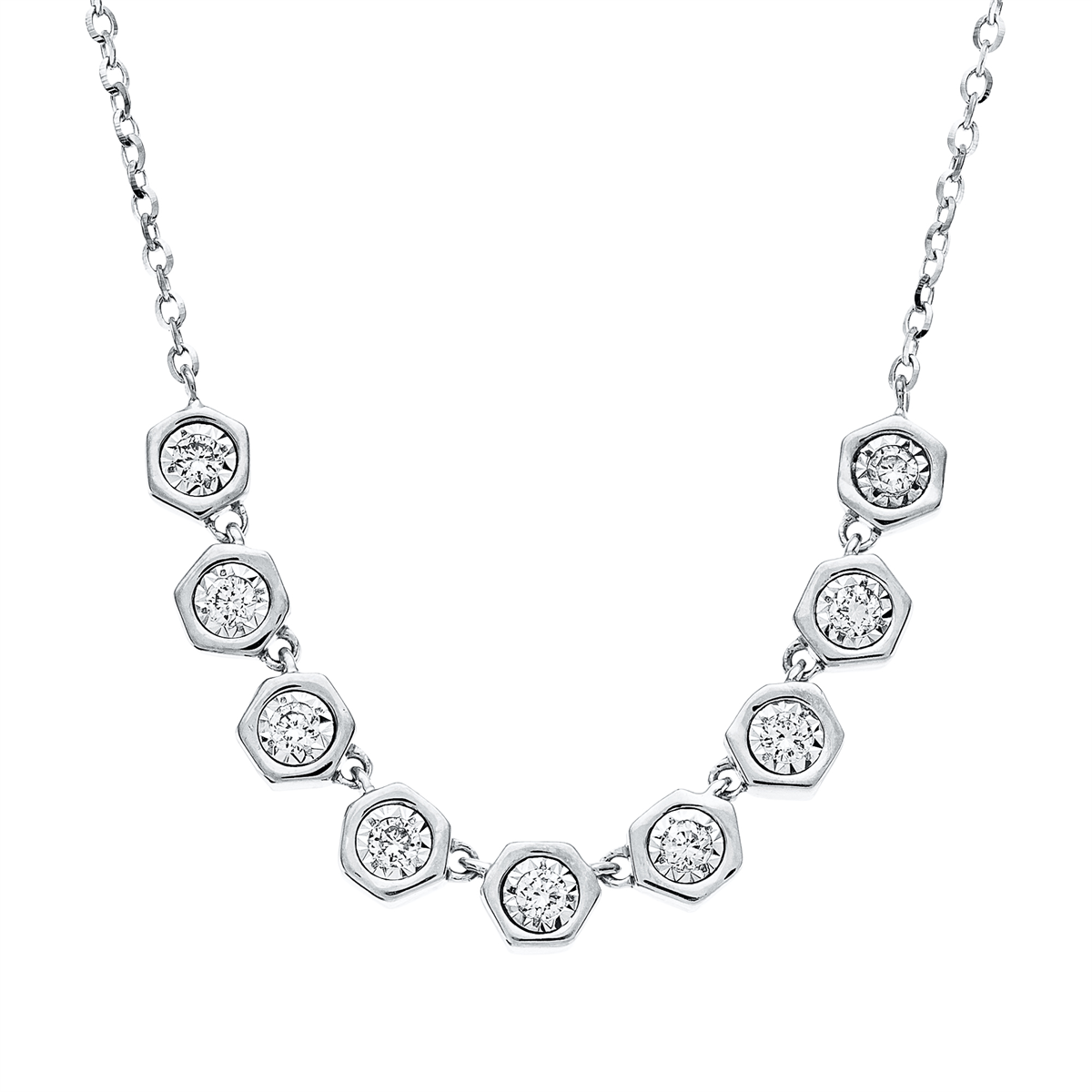 Collier 18 kt WG, mit ZÖ 40 cm + 43 cm