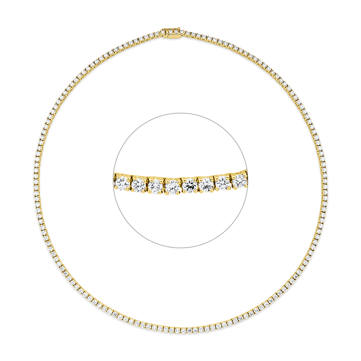 Tenniscollier  18kt Gelbgold mit 6,32ct Diamanten