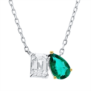 Collier 18 kt WG+GG, mit ZÖ 43 cm + 40,6 cm