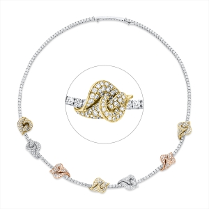 Collier 18 kt WG+GG+RG Blume/Blumen