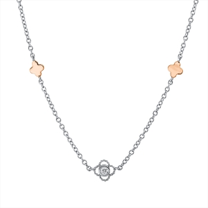 Collier 18 kt WG+RG, mit ZÖ 40 cm + 43 cm
