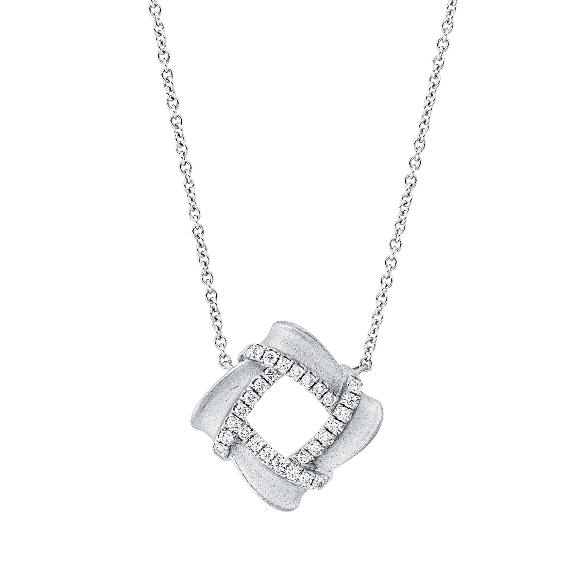 Collier 18 kt WG, mit ZÖ 40 cm + 43 cm