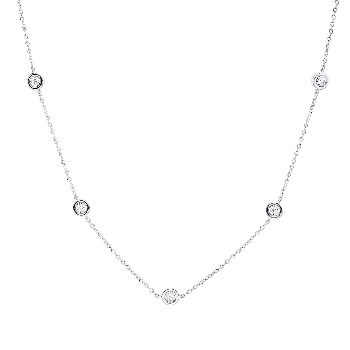 Collier 18 kt WG, mit ZÖ 40 cm + 43 cm