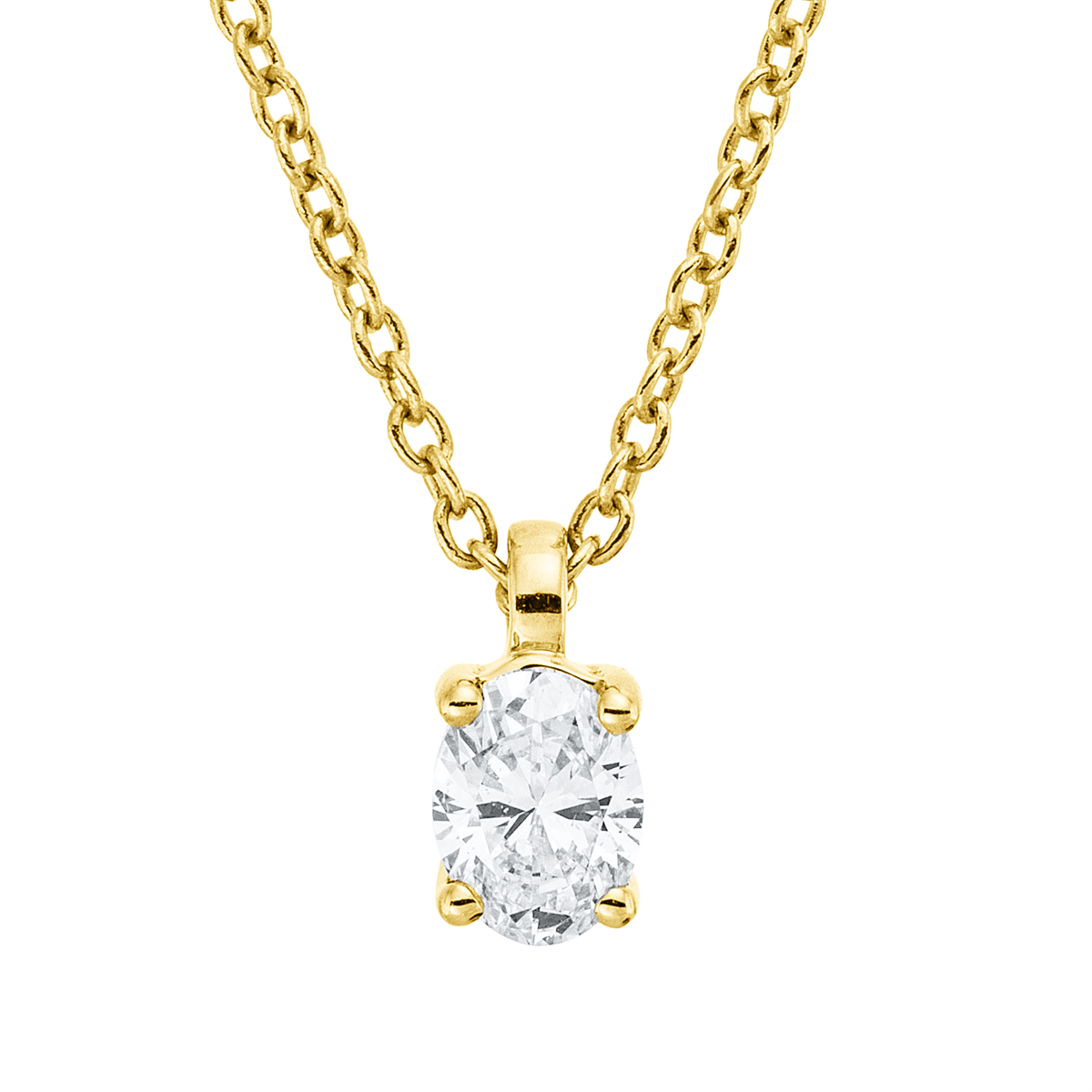 Solitaire Collier 4er-Krappe 18kt Gelbgold mit ZÖ 42 cm mit 0,19ct Diamanten