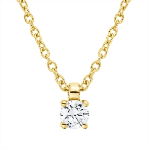 Solitaire Collier 4er-Krappe 18kt Gelbgold mit ZÖ 42 cm mit 0,10ct Diamanten