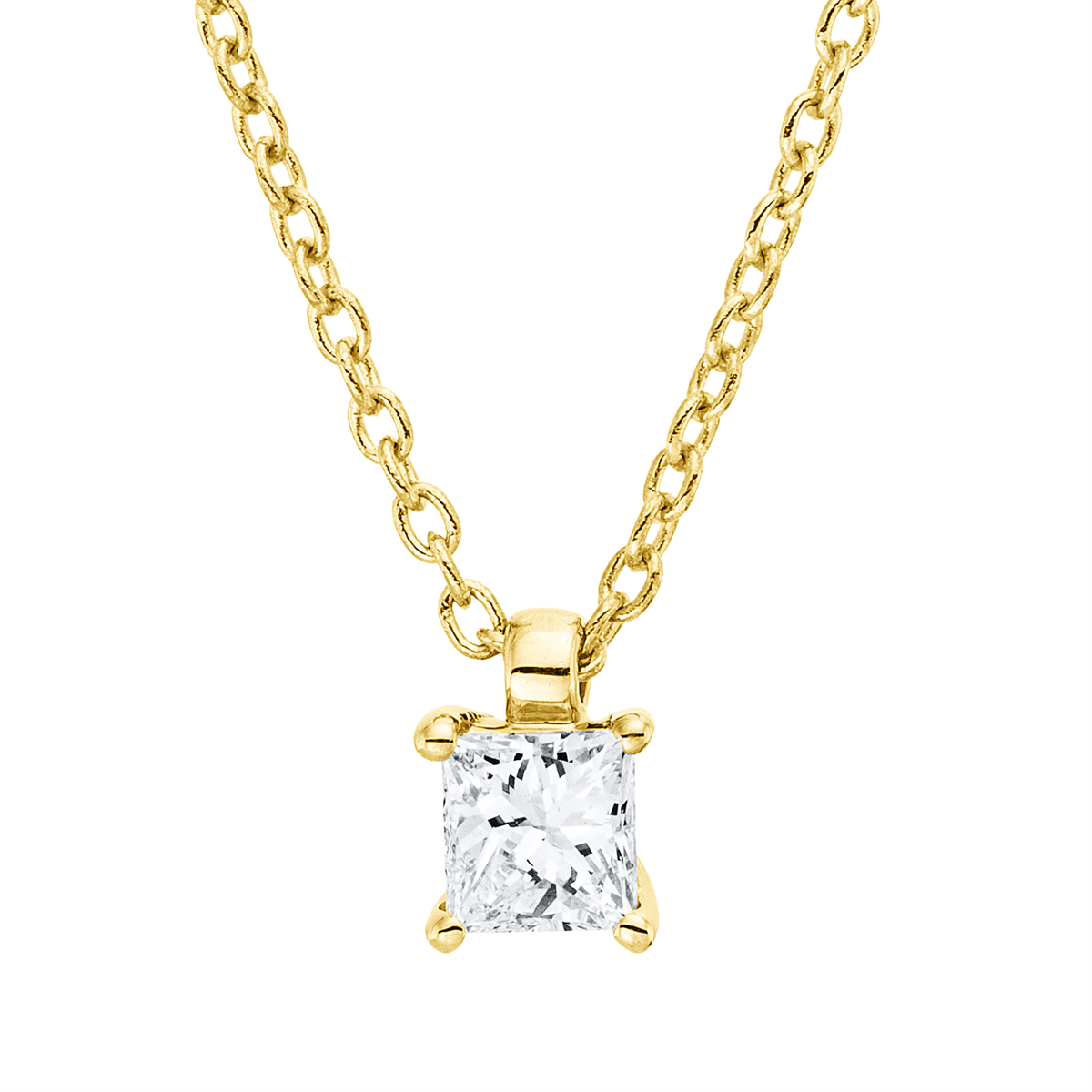 Solitaire Collier 4er-Krappe 18kt Gelbgold mit ZÖ 42 cm mit 0,16ct Diamanten