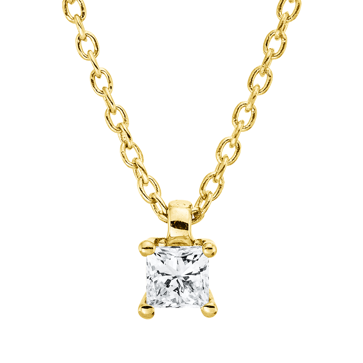 Solitaire Collier 4er-Krappe 18kt Gelbgold mit ZÖ 42 cm mit 0,10ct Diamanten