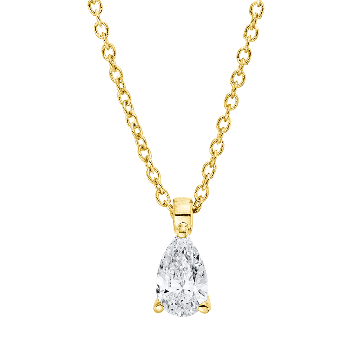 Solitaire Collier 3er-Krappe 18kt Gelbgold mit ZÖ 42 cm mit 0,25ct Diamanten