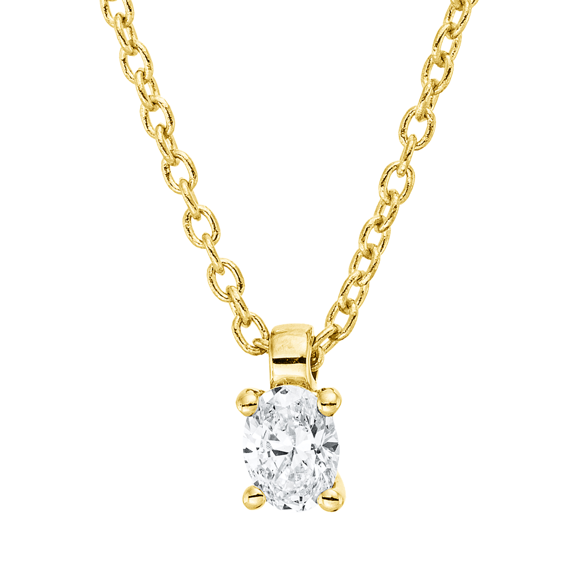 Solitaire Collier 4er-Krappe 18kt Gelbgold mit ZÖ 42 cm mit 0,10ct Diamanten
